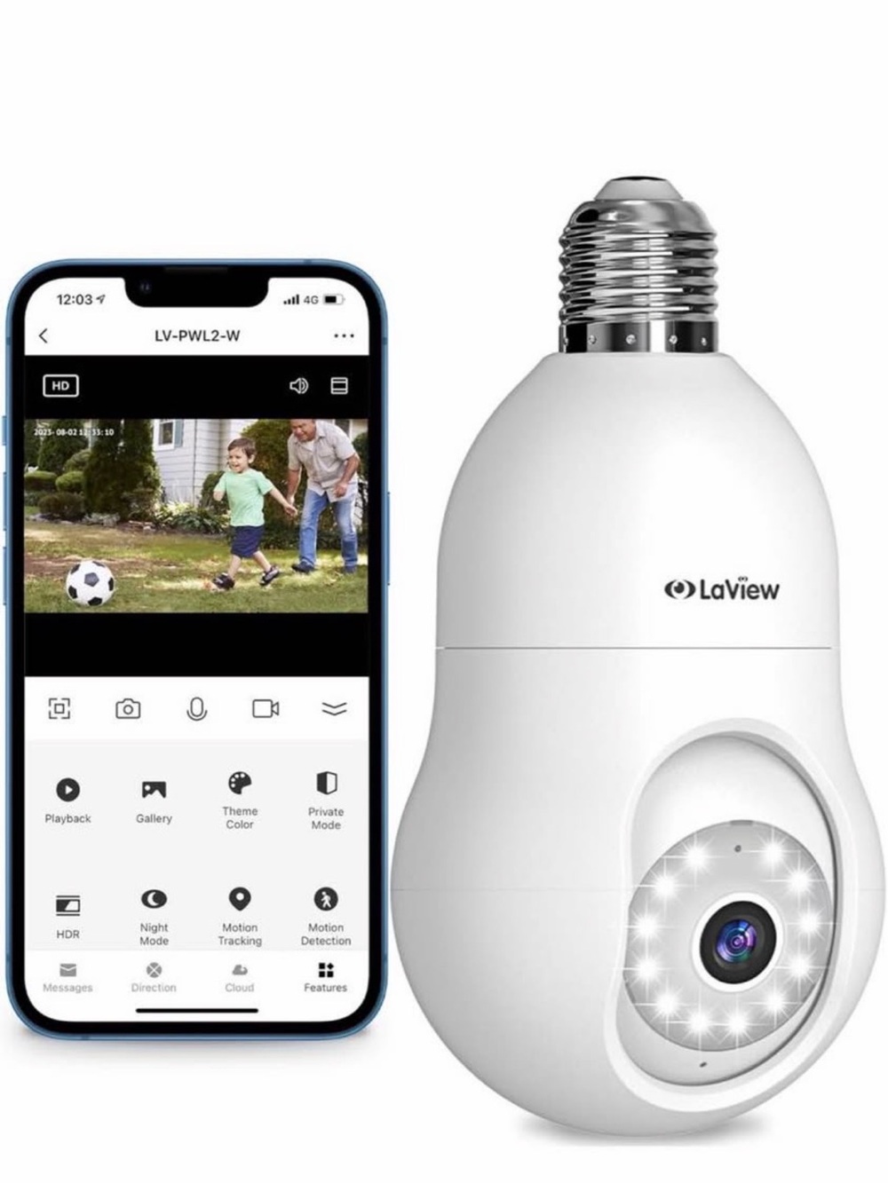LaView Bulb Security Cameras with bulb extenders (2)